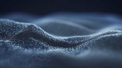 Abstract wave of glowing particles, shallow depth of field with smooth futuristic bokeh