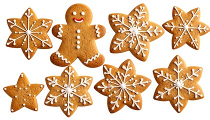 Holiday cookies, gingerbread man and snowflakes