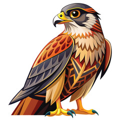 Highly Stylized Geometric Falcon Vector Illustration for Sports Mascot, Company Branding, and Detailed Wildlife Design, Isolated on White Background.

