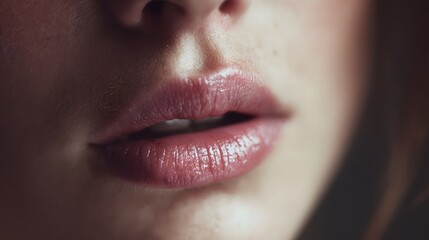 Fototapeta premium Artistic Representation of Romantic Lips in Soft Glow Scene