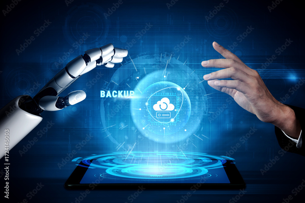 Poster ai-managed cloud for data backup and disaster recovery solutions. securely store and restore critica