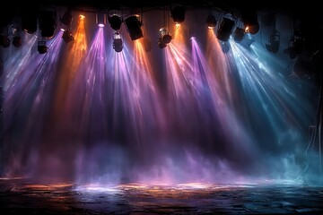 Vibrant concert atmosphere with purple lighting high resolution picture