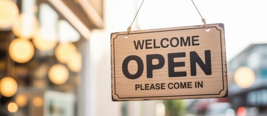 Open for Business: A rustic 'Open' sign swings invitingly, signifying welcome and opportunity for customers