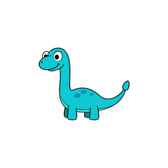 Cartoon turquoise dinosaur art on transparent background