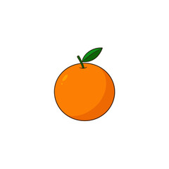 Illustration of a single orange on transparent background