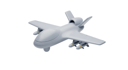 White Drone Aircraft with Missiles on Transparent Background UAV Technology Modern Military Aircraft Unmanned Aerial