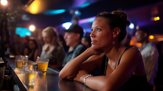 Professional lifestyle photography depicting real emotional experiences in entertainment venues utilizes environmental portraiture techniques and mood lighting to capture genuine h