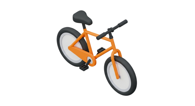Orange bicycle isolated minimalist style cycling illustration modern transport urban lifestyle on transparent background - Powered by Adobe