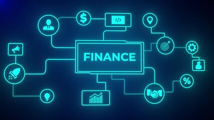 Animated global finance concept depicting financial markets and technological advancements. left to right smoothly 3d animation background. 4k - Powered by Adobe