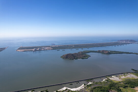 New Manzanillo Cuyutl&aacute;n port, Aerial view of the cuyutan lagoon where the expansion of the Port of Manzanillo will take place, vaso 2 project. KSM Terminal.