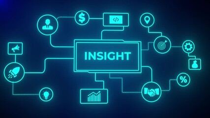 INSIGHT inscription, successful business concept. Insight is the deep understanding or clear perception of a complex situation, problem. left to right smoothly 3d animation background. 4k - Powered by Adobe