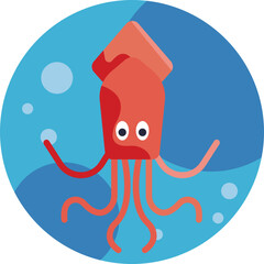 A marine animal with tentacles, known for swimming swiftly and squirting ink.