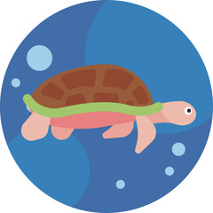 A sea tortoise swimming gracefully in ocean waters.