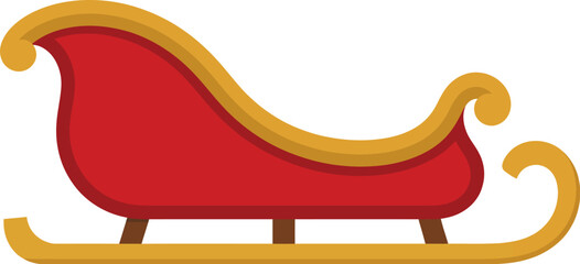 A simplistic illustration of a red and gold christmas santa sleigh icon