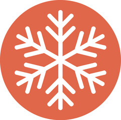 Fototapeta premium A white snowflake icon inside of an orange circle on a white background
