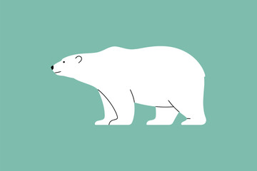 Illustration of a white polar bear standing on a light green background