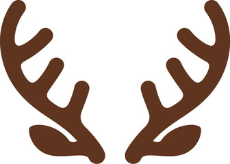Fototapeta premium Illustration of two brown reindeer antlers isolated on a white background