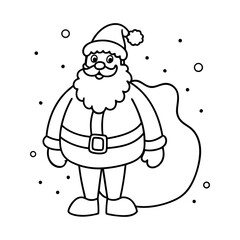 cartoon santa claus line art