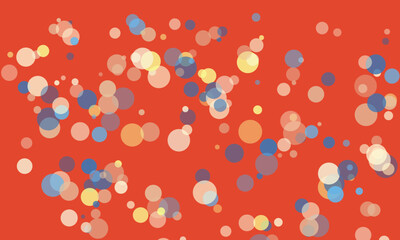 Abstract background with colorful overlapping circles creating a vibrant bokeh effect on a red canvas perfect for modern design projects and creative presentations