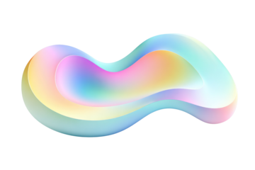 Abstract iridescent 3D blob with pastel colors on a transparent background. background removed