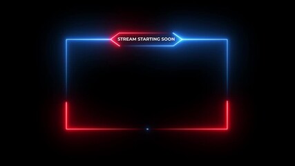 Glowing vibrant neon text display on dark background, stream starting soon animation for live videos and gaming intros. streaming and broadcasting social media motion design element - Powered by Adobe