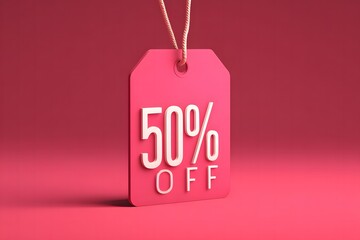 Clean Price Tag Displaying 50 Percent Off in Minimal Style