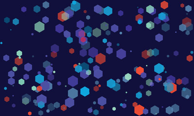 Abstract Background with Hexagonal Shapes Floating on a Dark Blue Surface Ideal for Science and Technology Related Designs and Presentations