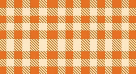 Sophisticated orange and cream checkered pattern seamless textile background