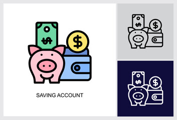Saving Account icon Multi Style Vector Illustration 