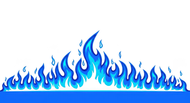 Blue fire flame isolated on transparent background for design