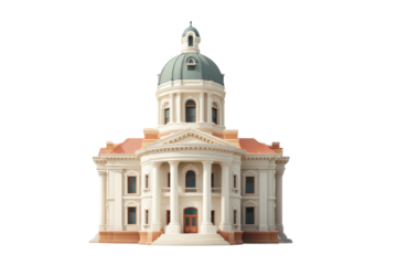 Elegant historic courthouse with dome and columns in neoclassical style, cut out