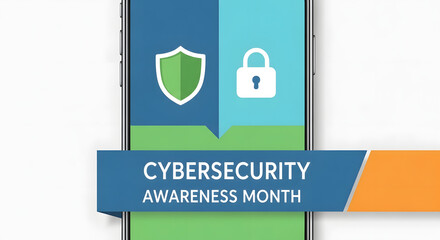 Promoting cybersecurity awareness month on mobile device, fostering digital safety and security with modern tech, essential for internet protection