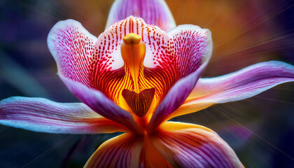 A Breathtaking Macro Photography Of An Exotic Orchid In Full Bloom Where Every Curve And Vein Of Its Velvety Petals Is Captured With Awesome Clarity And A Spectrum Of Vivid Colors