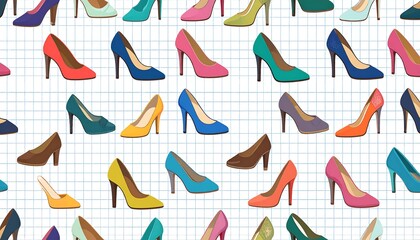 Colorful high heel shoes pattern