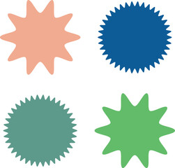 Four Pastel Color Starburst Shapes Background colors
