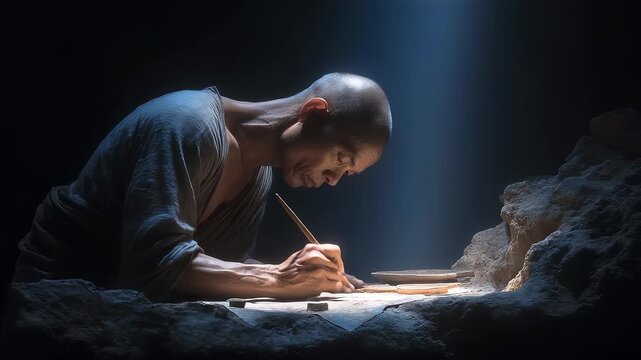 A Sage's Contemplative Writing in Darkness