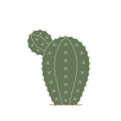Cactus. Prickly plant with thorns. Flat vector illustration isolated on white background.