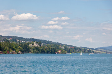Fototapeta premium Sailing on the Lake Lucerne near Meggenhorn