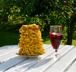 Golden brown Sakotis, a traditional Lithuanian tree cake,