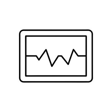 Monitor showing a heart rhythm on transparent background