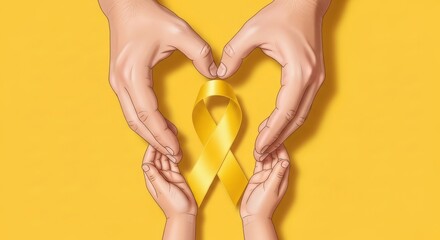 Show your support with this golden ribbon heart, symbolizing hope and awareness for childhood cancer, fostering community, love, and strength together