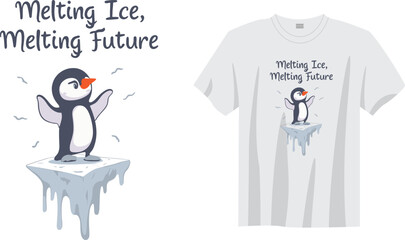 MELTING ICE MELTING FUTURE &ndash; Strong climate change slogan about melting glaciers and global warming. Inspires awareness to protect nature, save the planet, and secure a sustainable future.