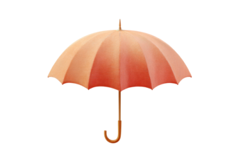 Vintage pink umbrella with wooden handle on white background, cut out