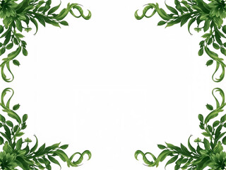 Fototapeta premium Green leafy border design with white background for copy space