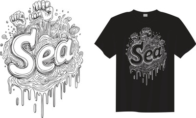 SEA &ndash; Minimal typography design inspired by the ocean. Perfect for marine life awareness, beach vibes, ocean conservation, travel, adventure, and nature lovers who care for the blue planet.