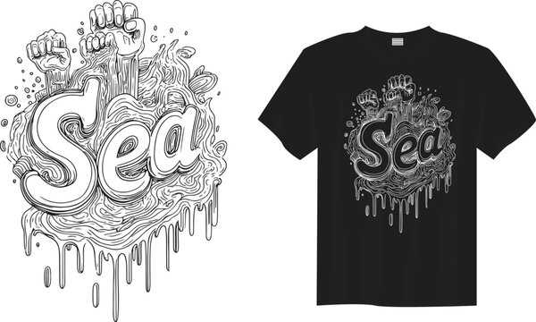 SEA &ndash; Minimal typography design inspired by the ocean. Perfect for marine life awareness, beach vibes, ocean conservation, travel, adventure, and nature lovers who care for the blue planet.