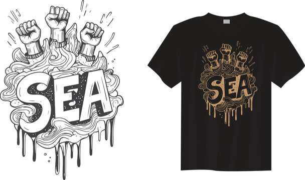 SEA &ndash; Minimal typography design inspired by the ocean. Perfect for marine life awareness, beach vibes, ocean conservation, travel, adventure, and nature lovers who care for the blue planet.