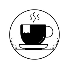 Vector art of coffee cup icon hot drink symbol with steam and saucer