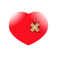 broken heart isolated on white background