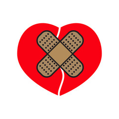 broken heart with plaster
